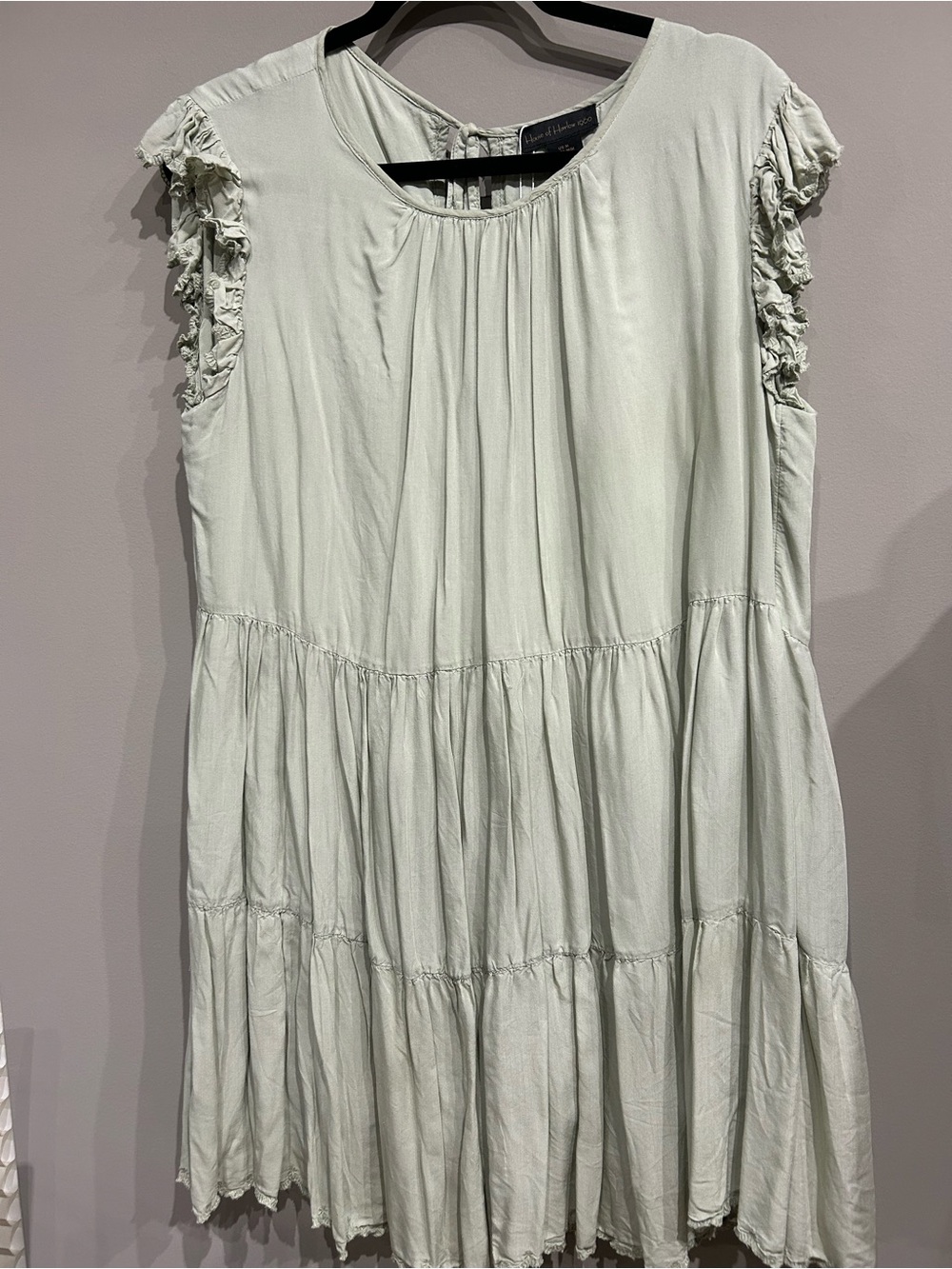 House of Harlow 1960 Sage Tiered Ruffle Sleeve Mini Dress